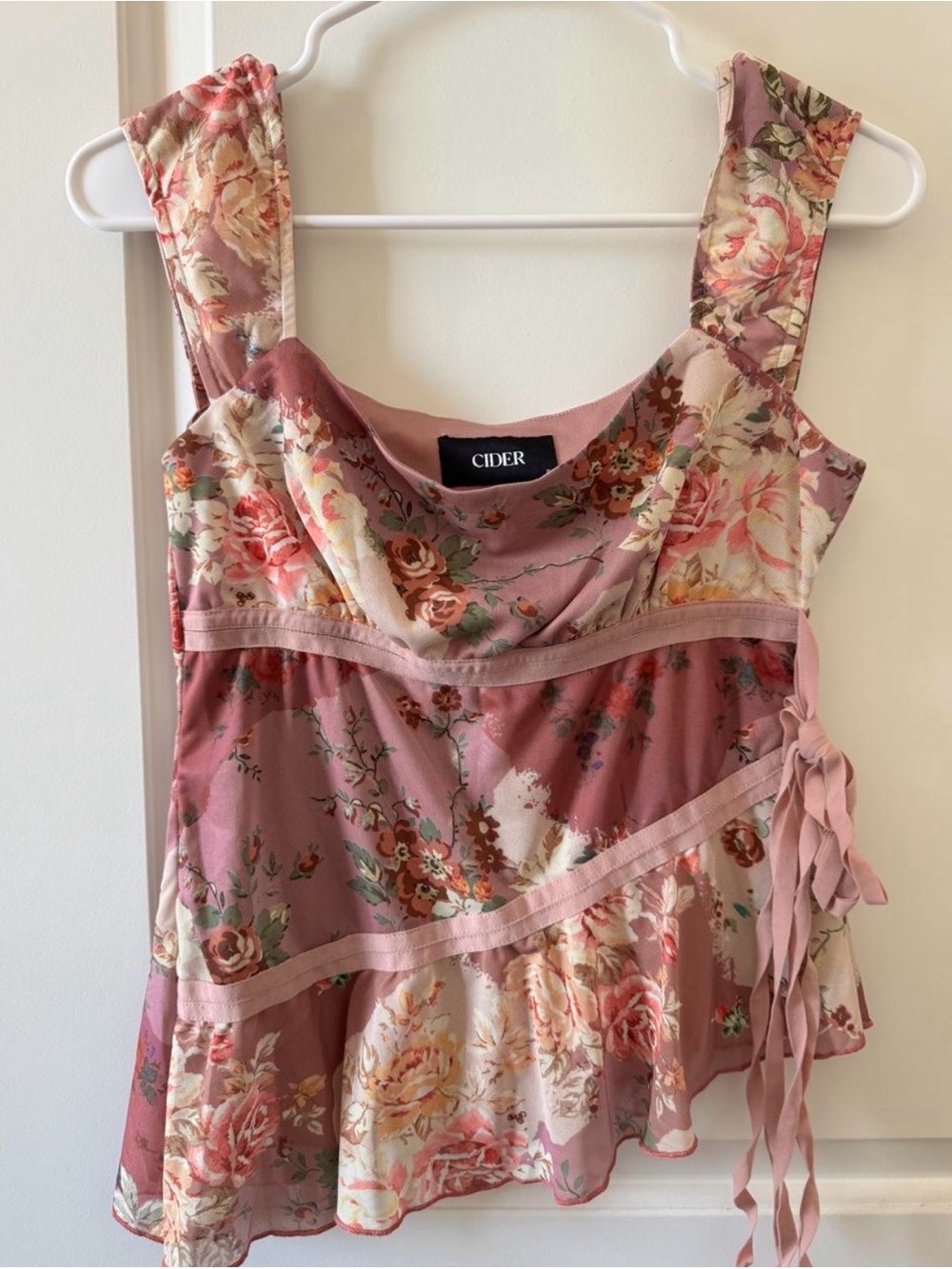 Cider Y2K Pink Floral Tie-Side Camisole